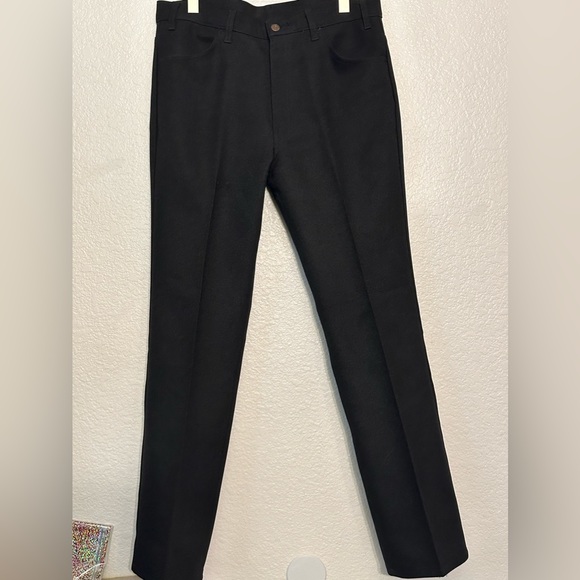 VINTAGE LEVIS Back Pants 100% Dacron Polyester W 36 L 32 Black Gold Levis Tab - Picture 6 of 17